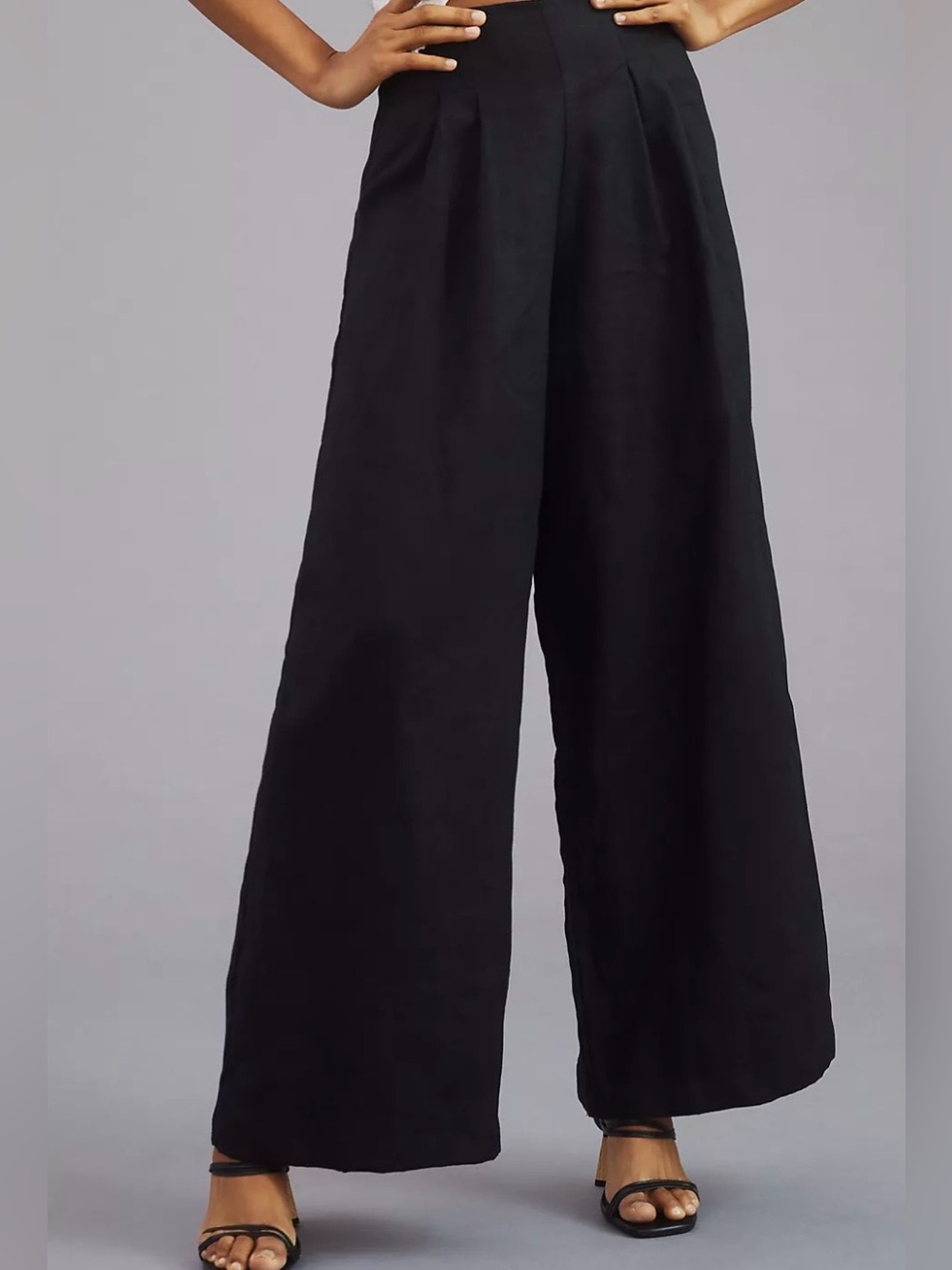 Faithfull the Brand Azul Linen Pleated Wide Leg Flowy Palazzo Trouser Pants US12